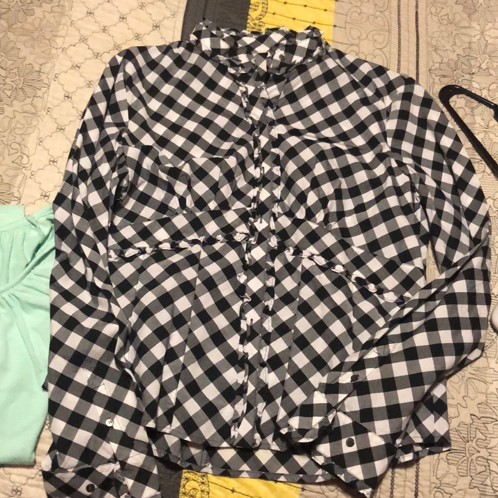 Black and white checkered blouse